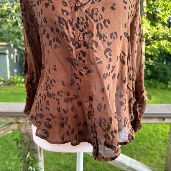 Bella Dahl Cheetah Leopard Print Tunic Button Down Shirt XS - Picture 3 of 9